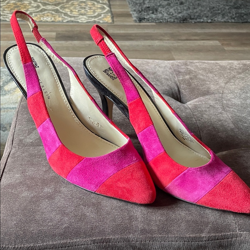Anne Klein Pink and Red Slingback Heels